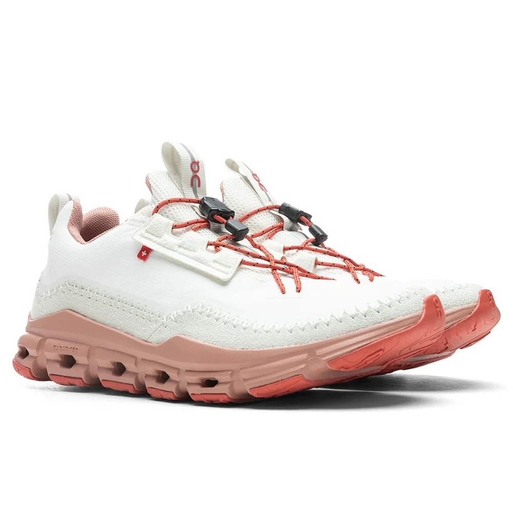 Women's Size 6 -On Cloudaway White Ice/Chilli Lace Up Low Top Sneakers Shoes NEW